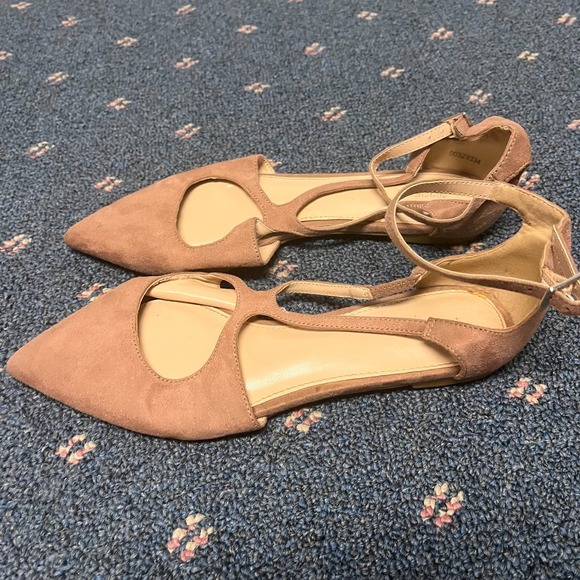 Forever 21 Pink Ballet Flats Womens Size 8 Pointed Toe‎ Open Ankle Buckle Strap - Picture 5 of 11